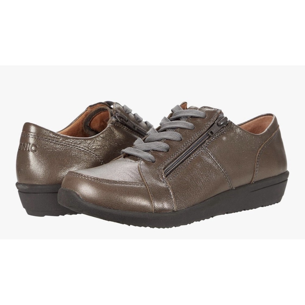 Womens Vionic Abigail Lace-up Pewter Metallic Arch Supportive Shoes Size 9.5!!